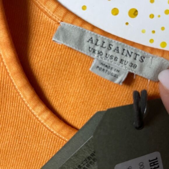 ALL Saints Bodysuit in burnt orange tangerine dyed color Size 6 Brat Summer NWT - Picture 3 of 11